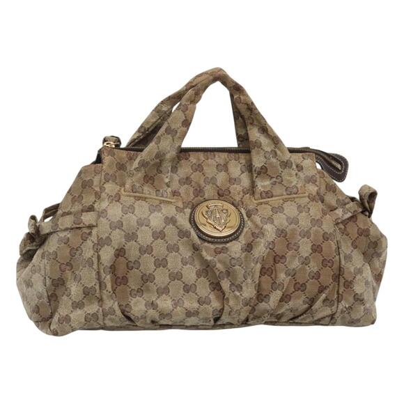 GUCCI GG Crystal Hand Bag Coated Canvas Beige Gold - Picture 1 of 16
